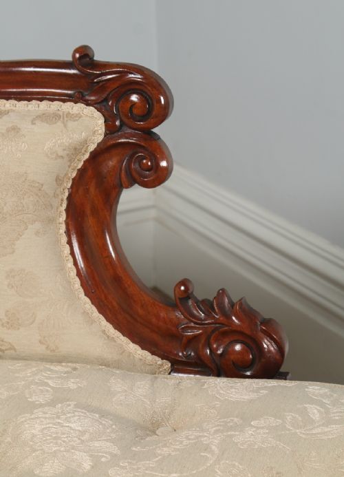 fig 5. Antique English William IV Carved Mahogany Upholstered Chaise Longue (Circa 1835)
