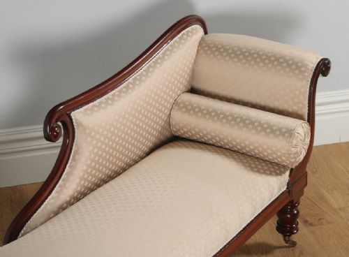 fig 1. Antique English Regency Mahogany Upholstered Chaise Longue (Circa 1830)