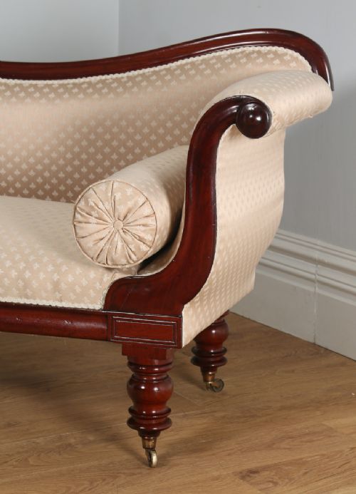 fig 4. Antique English Regency Mahogany Upholstered Chaise Longue (Circa 1830)