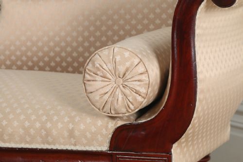 fig 5. Antique English Regency Mahogany Upholstered Chaise Longue (Circa 1830)