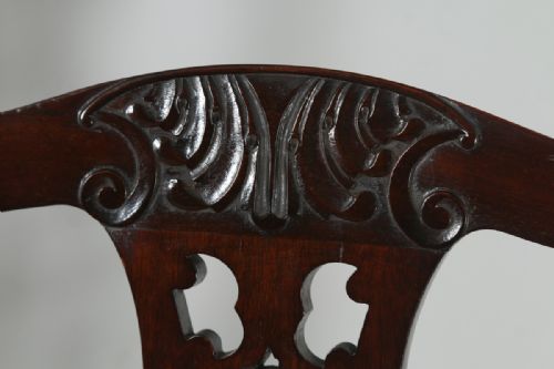fig 6. Antique English Pair of Chippendale Style Mahogany Dining Library Office Desk Armchairs (Circa 1900)