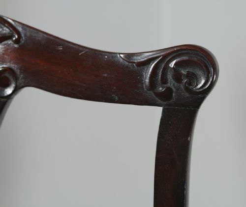 fig 7. Antique English Pair of Chippendale Style Mahogany Dining Library Office Desk Armchairs (Circa 1900)