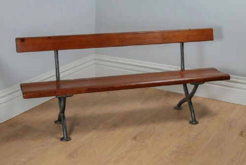 Welsh Victorian 6ft Pitch Pine & Cast Iron Railway Station Bench (Circa 1880)