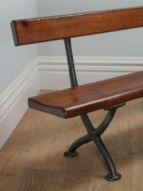 fig 3. Welsh Victorian 6ft Pitch Pine & Cast Iron Railway Station Bench (Circa 1880)