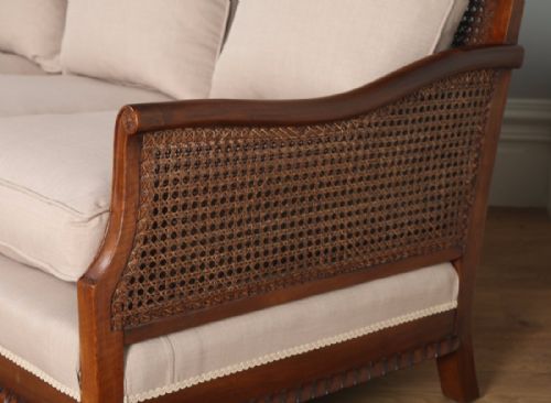 fig 3. Antique English George V Three Piece Mahogany & Cane Bergere Couch Settee Sofa Lounge Suite (Circa 1910)