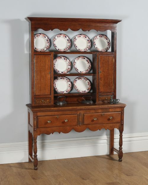 Antique Georgian Style Oak Joined High Dresser Base Sideboard & Rack (Circa 1880)