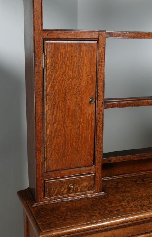 fig 5. Antique Georgian Style Oak Joined High Dresser Base Sideboard & Rack (Circa 1880)