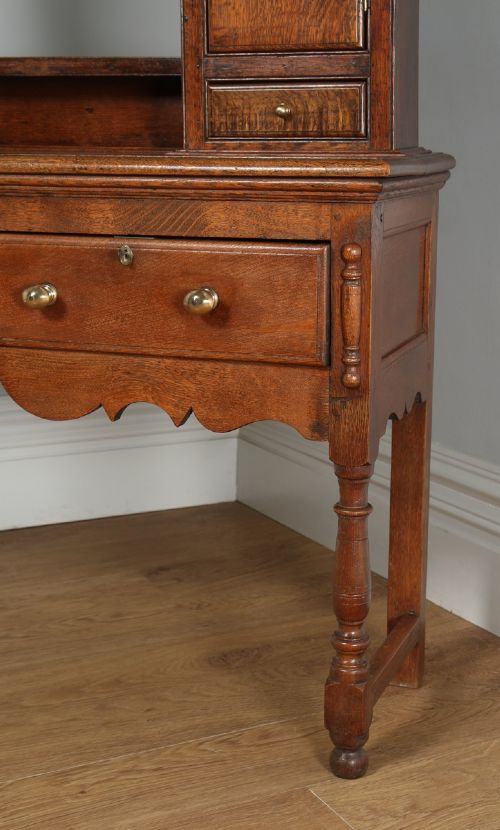 fig 8. Antique Georgian Style Oak Joined High Dresser Base Sideboard & Rack (Circa 1880)