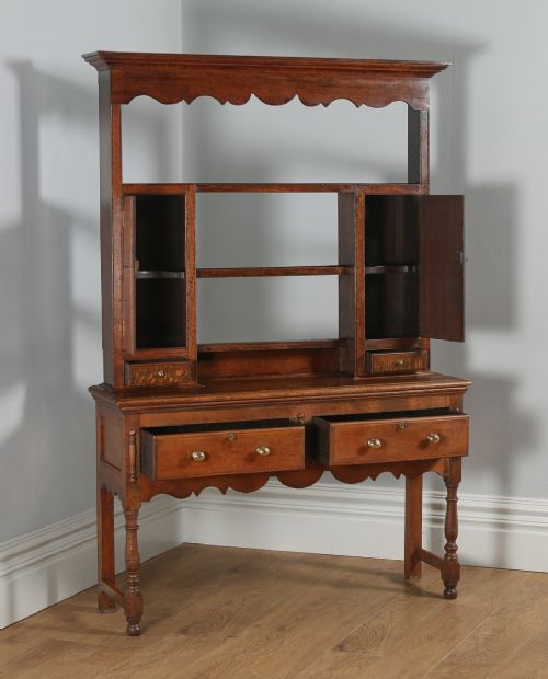 fig 9. Antique Georgian Style Oak Joined High Dresser Base Sideboard & Rack (Circa 1880)