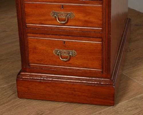 fig 5. Antique English Edwardian Mahogany & Leather Cylinder Roll Top Writing Pedestal Office Desk (Circa 1900)
