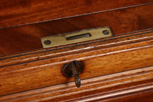fig 8. Antique English Edwardian Mahogany & Leather Cylinder Roll Top Writing Pedestal Office Desk (Circa 1900)