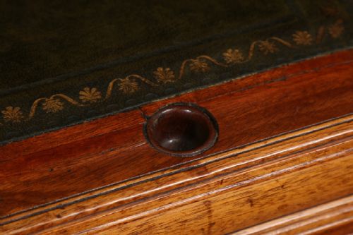 fig 9. Antique English Edwardian Mahogany & Leather Cylinder Roll Top Writing Pedestal Office Desk (Circa 1900)