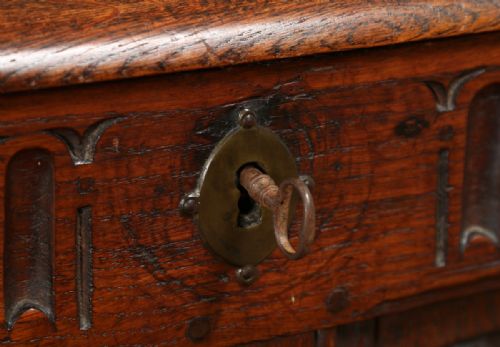 fig 7. Antique English Georgian Oak High Back Panelled Box Settle (Circa 1800)