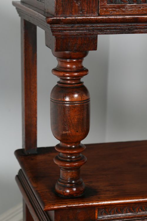 fig 6. Antique Charles II Style Oak Buffet Server Sideboard Dumbwaiter (Circa 1820)