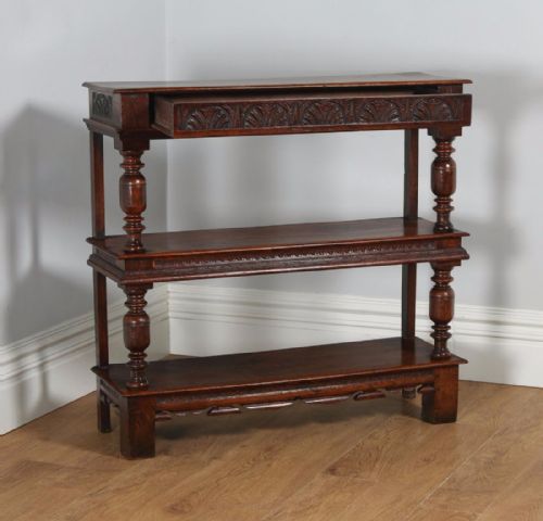 fig 9. Antique Charles II Style Oak Buffet Server Sideboard Dumbwaiter (Circa 1820)