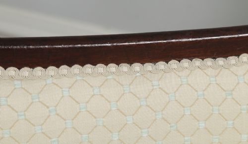 fig 4. Antique English Regency Mahogany Upholstered Scroll End Chaise Longue (Circa 1820)