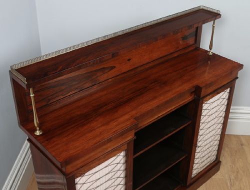 fig 2. Antique English Regency Rosewood & Brass Chiffonier Bookcase (Circa 1820)