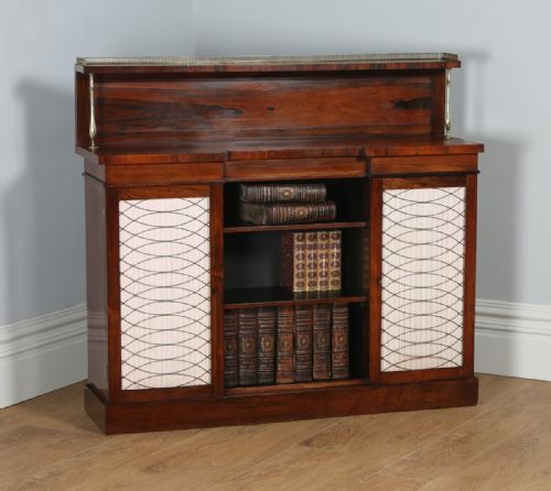Antique English Regency Rosewood & Brass Chiffonier Bookcase (Circa 1820)