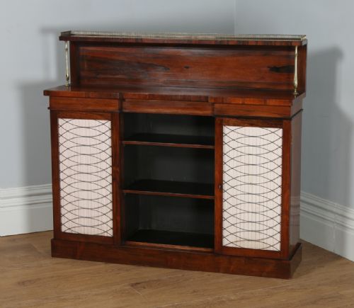 fig 1. Antique English Regency Rosewood & Brass Chiffonier Bookcase (Circa 1820)