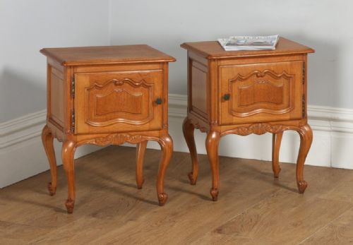 Pair of Antique French Louis Xv1 Style Oak Bedside Tables (Circa 1920)