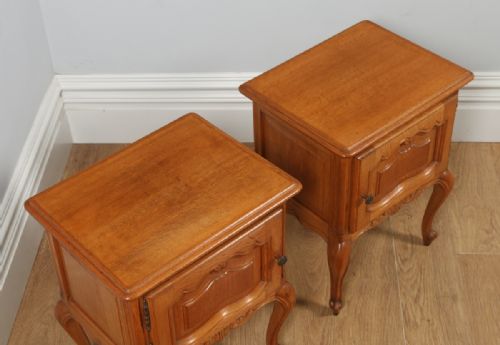 fig 1. Pair of Antique French Louis XV1 Style Oak Bedside Tables (Circa 1920)