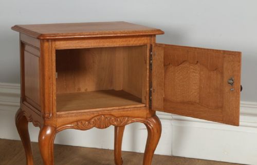 fig 7. Pair of Antique French Louis XV1 Style Oak Bedside Tables (Circa 1920)
