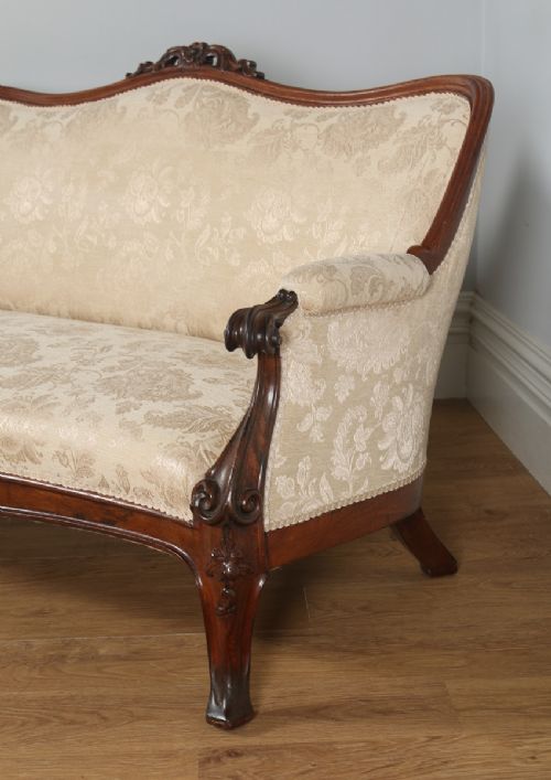 fig 2. Antique English Victorian Rosewood Upholstered Couch Sofa Settee (Circa 1850)