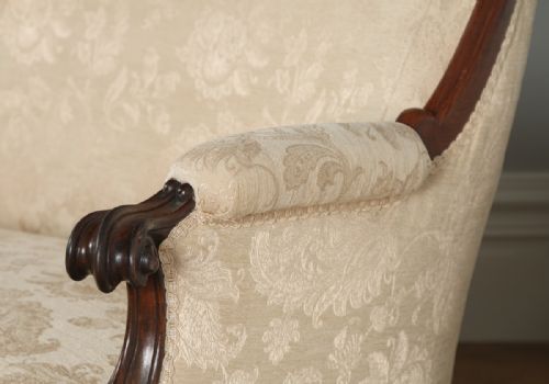 fig 3. Antique English Victorian Rosewood Upholstered Couch Sofa Settee (Circa 1850)