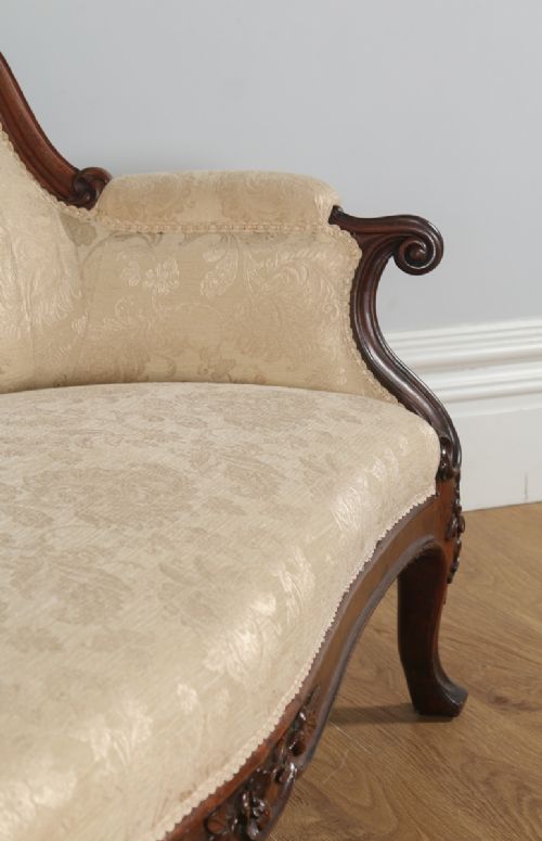fig 4. Antique English Victorian Rosewood Upholstered Couch Sofa Settee (Circa 1850)