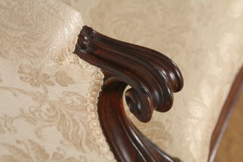 fig 5. Antique English Victorian Rosewood Upholstered Couch Sofa Settee (Circa 1850)