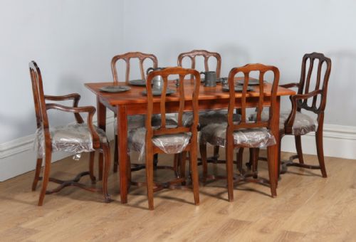 fig 3. Antique French 4ft 7” Cherry Fruit Wood Refectory Kitchen Dining Table With Breadboard (Circa 1850)