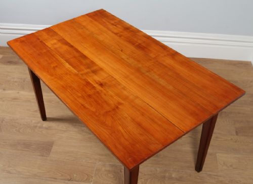 fig 5. Antique French 4ft 7” Cherry Fruit Wood Refectory Kitchen Dining Table With Breadboard (Circa 1850)