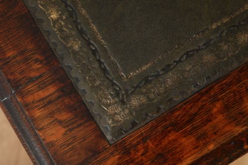 fig 2. Antique English Victorian Oak & Leather 5ft Partner’s Pedestal Office Desk (Circa 1860)