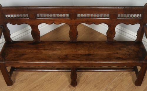 fig 3. Antique French 5ft 11” Breton Chestnut Hall Settle Bench (Circa 1850)