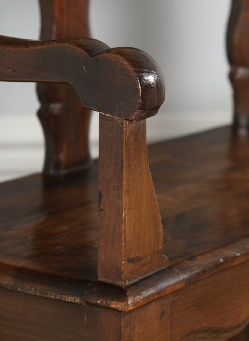 fig 5. Antique French 5ft 11” Breton Chestnut Hall Settle Bench (Circa 1850)