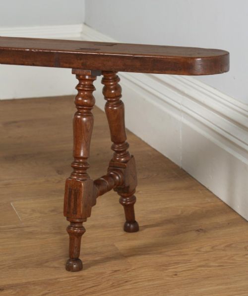 fig 5. Antique Pair of 7ft 10” French Provincial Cherry Wood Kitchen Benches (Circa 1860)