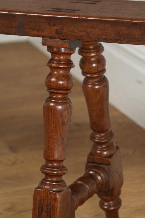 fig 6. Antique Pair of 7ft 10” French Provincial Cherry Wood Kitchen Benches (Circa 1860)