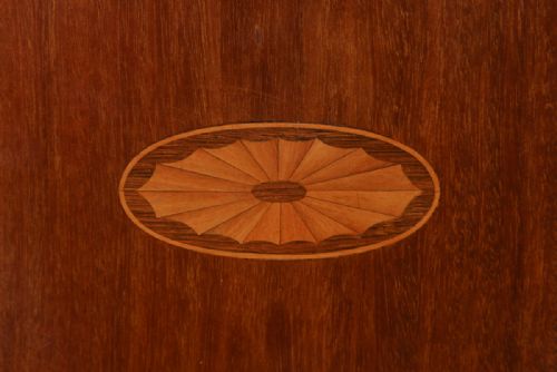 fig 7. Antique Pair of French Art Nouveau Mahogany Marble & Satinwood Bedside Cabinets (Circa 1900)
