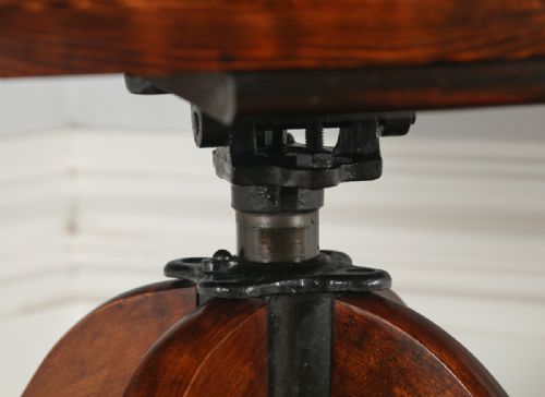fig 8. Antique English Edwardian Mahogany & Red Leather Revolving Office Desk Armchair (Circa 1910)
