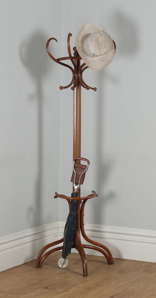 Antique Edwardian Bentwood Coat, Hat, Stick & Umbrella Demi Lune Hallstand / Hat Stand (Circa 1910)