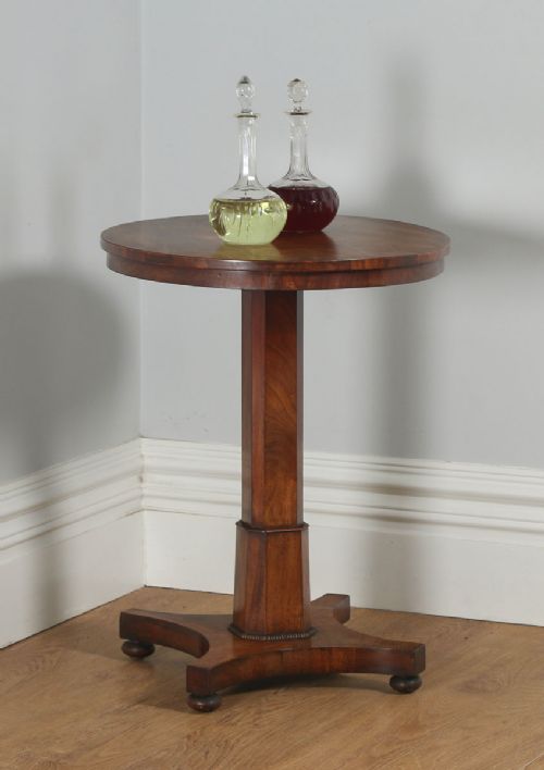 Antique English William IV Flame Mahogany Wine Lamp Tripod Table (Circa 1830)