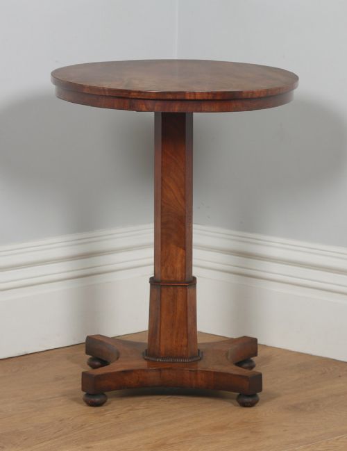 fig 2. Antique English William IV Flame Mahogany Wine Lamp Tripod Table (Circa 1830)