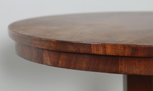 fig 4. Antique English William IV Flame Mahogany Wine Lamp Tripod Table (Circa 1830)
