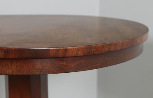 fig 5. Antique English William IV Flame Mahogany Wine Lamp Tripod Table (Circa 1830)