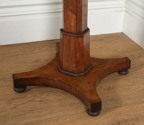 fig 6. Antique English William IV Flame Mahogany Wine Lamp Tripod Table (Circa 1830)