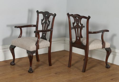 fig 4. Antique English Set of 8 English Georgian Chippendale Style Mahogany Dining Chairs (Circa 1880)