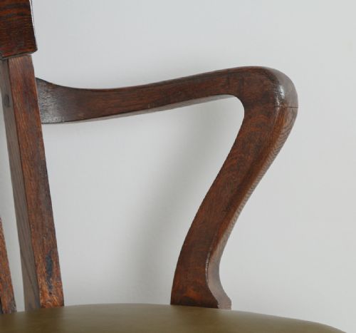 fig 5. Antique English Edwardian Oak Revolving Office Desk Arm Chair Circa (1910)
