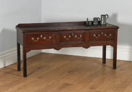 Antique English Georgian Oak Shropshire / Cheshire Joined Low Dresser Base Sideboard (Circa 1770)