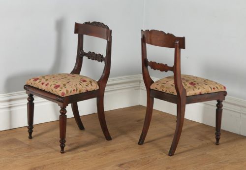 fig 1. Antique English Georgian Regency Pair of Rosewood Bar Back Side Chairs (Circa 1830)