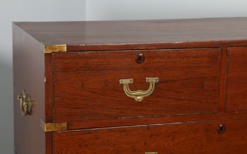 fig 7. Antique Victorian Colonial Teak & Brass Military Campaign Chest of Drawers (Circa 1840)